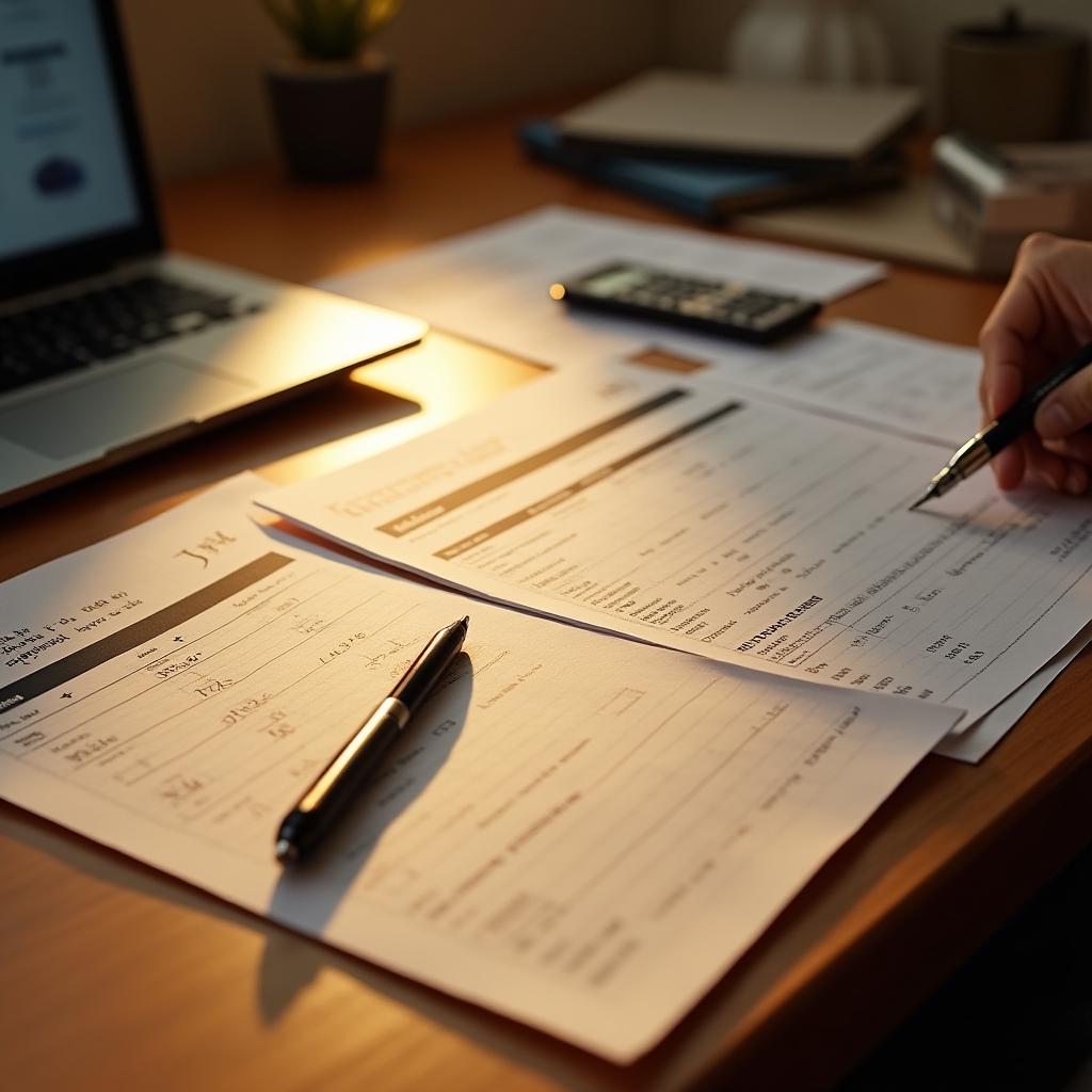 Business owner completing practical exercises with real financial documents